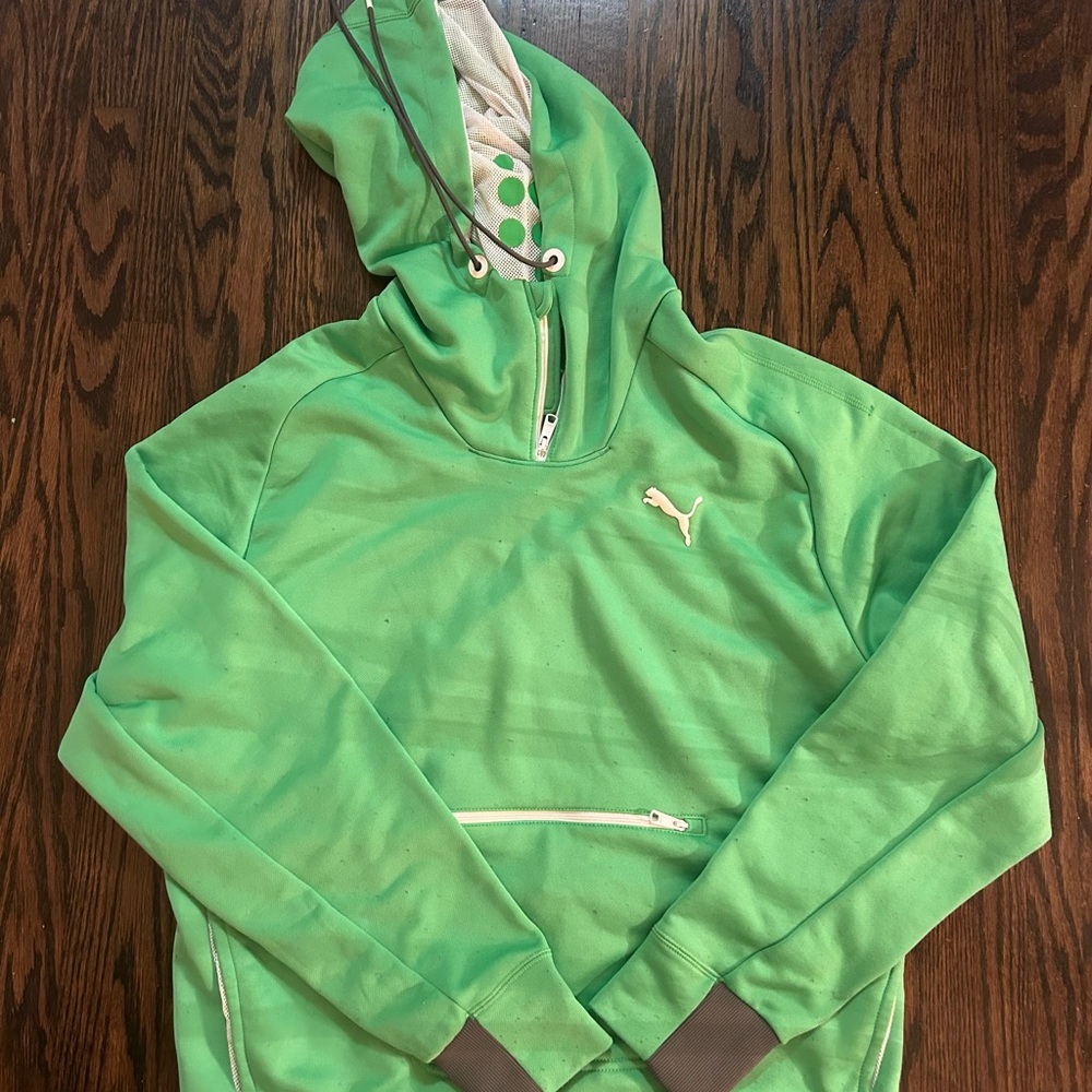Puma Bright Green Hooded Athletic Pullover